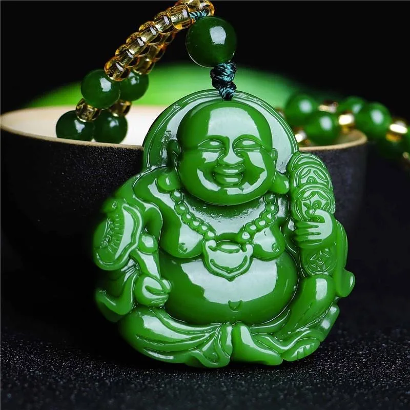 Jewelry & Watches Sp Z Oo Janów Lubelski - จีนสีเขียวหยกMaitreyaพระพุทธรูปจี้สร้อยคอสร้อยคอสร้อยคอสร้อยคอสร้อยคอสร้อยคอสร้อยคอสร้อยคอสร้อยคอสร้อยข้อมือหยกเครื่องประดับแกะสลักAmuletอุปกรณ์เสริมแฟชั่นสำหรับผู้หญิงผู้ชาย