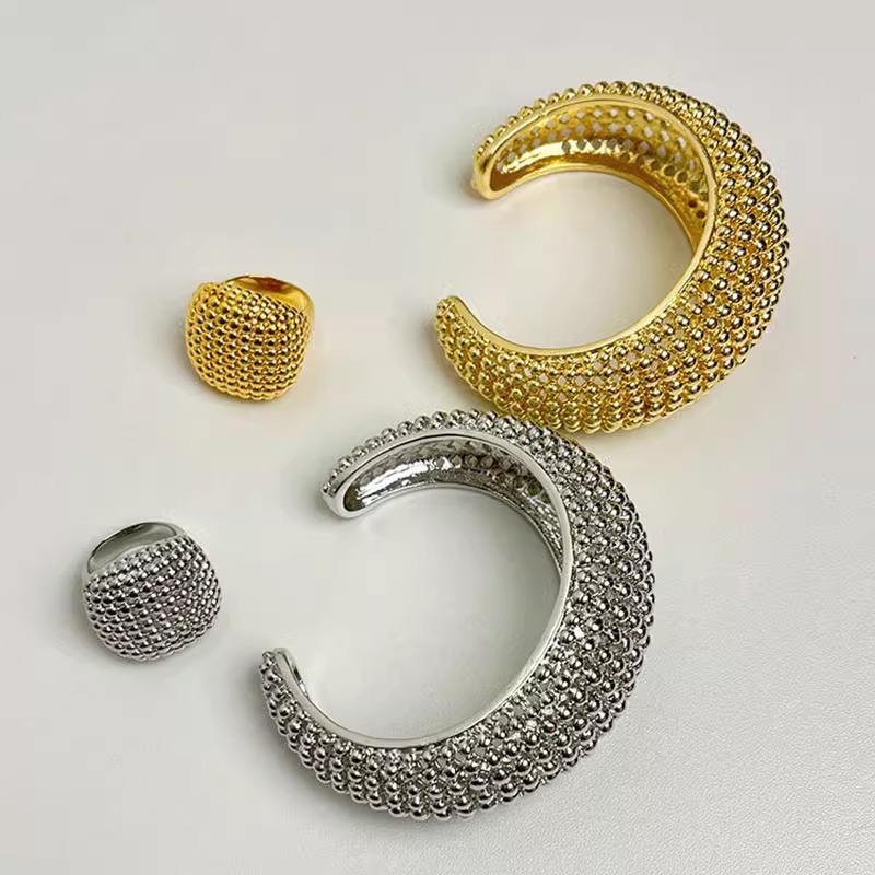 Minimalist Ring Stackable - ชุดแหวนกำไลข้อมือแบบเปิดลายลูกปัดหรูหรา ชุดเครื่องประดับแบบเรียบง่ายซ้อนกันได้สำหรับผู้หญิง เครื่องประดับสำหรับงานปาร์ตี้สุดเก๋ไม่ซ้ำใคร