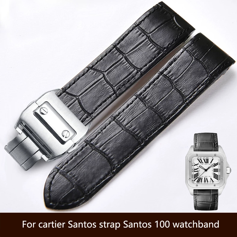 Cartier Watch Santos - สายนาฬิกาหนังแท้คุณภาพสูง ขนาด 20 และ 23 มม.