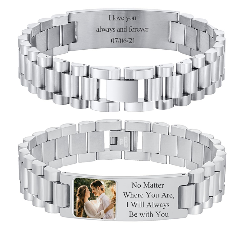 Jewelry Watches Men - ภาพที่กําหนดเองข้อความสร้อยข้อมือนาฬิกาสแตนเลสสตีลสร้อยข้อมือแกะสลักที่กําหนดเองภาพ/ข้อความ/ชื่อสร้อยข้อมือเครื่องประดับสําหรับชาย