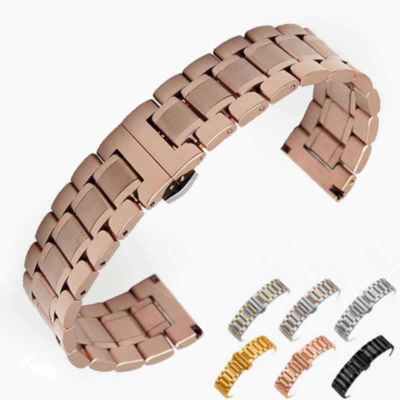 Rg Watches & Jewelry Gmbh - สายนาฬิกาสแตนเลส14มม. 16มม. 18มม. 22มม. 24มม. สายนาฬิกาข้อมือสายนาฬิกาข้อมือสายรัดข้อมือผีเสื้อตะขอสีโรสโกลด์เงิน