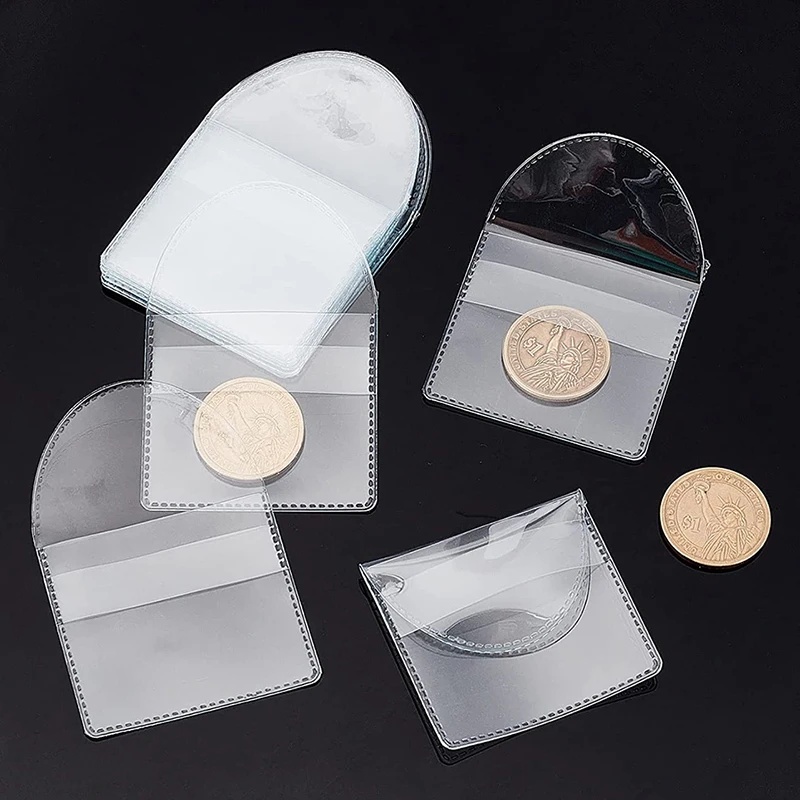 Collectors Coins Jewelry & Watches Of Smithtown - ถุงเก็บเหรียญ PVC ใส, 15 ชิ้น/แพ็ค, ใช้ซ้ำได้