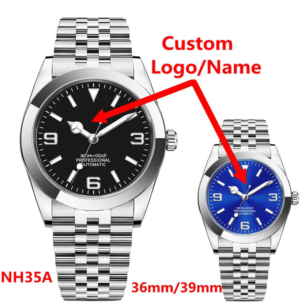 Mens Mechanical Watch - โลโก้แบบกำหนดเอง นาฬิกาหรู NH35 สำหรับผู้หญิงและผู้ชาย ขนาด 36