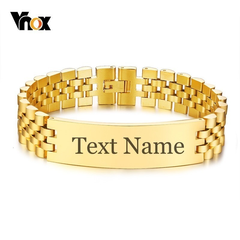 Jewelry Watches Men - Vnox Mens 15 มม.ID: สร้อยข้อมือส่วนบุคคลฟรีแกะสลักชื่อ Love