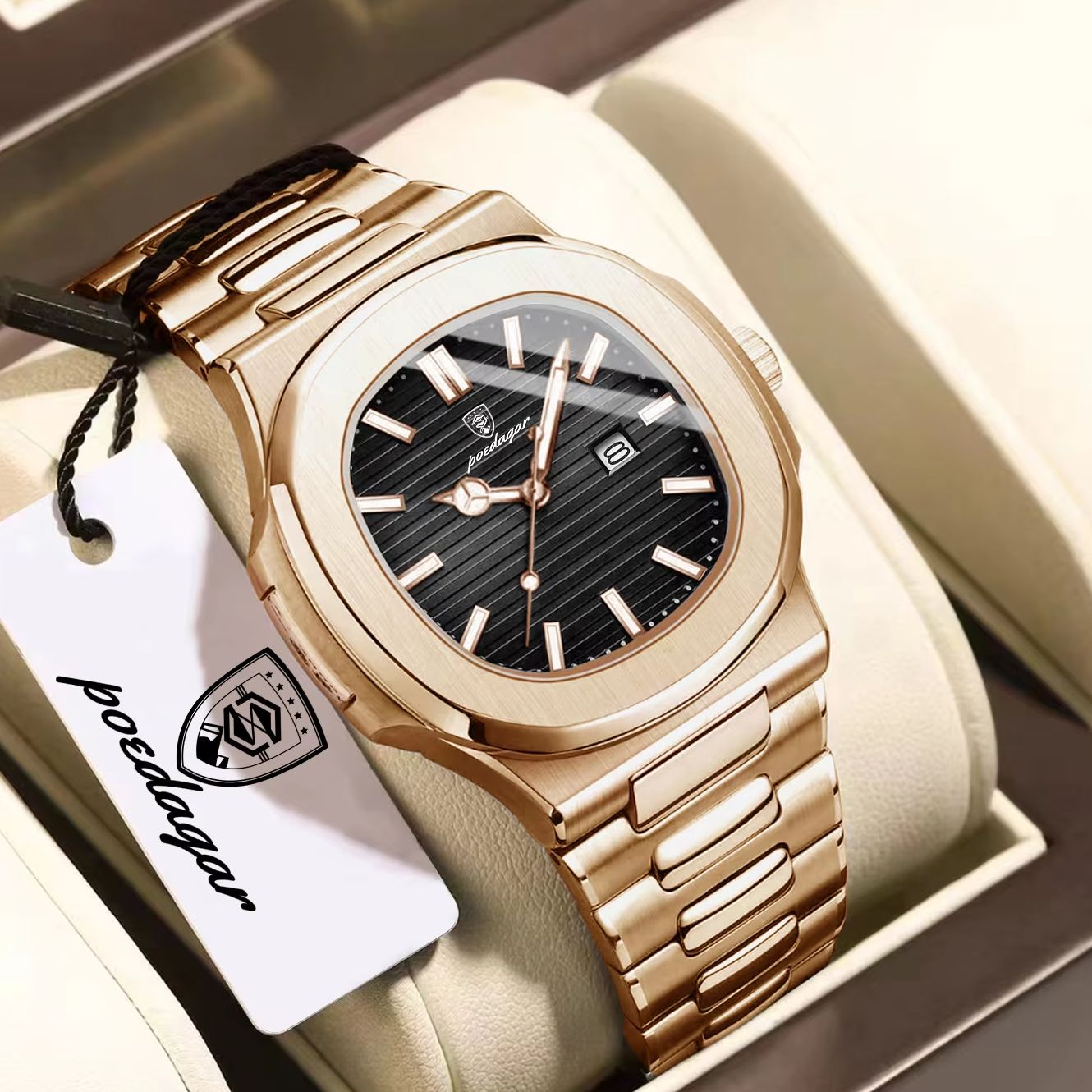 Rg Watches & Jewelry Gmbh - นาฬิกาข้อมือผู้ชาย POEDAGAR หรูหรา สำหรับนักธุรกิจ เรืองแสง กันน้ำ