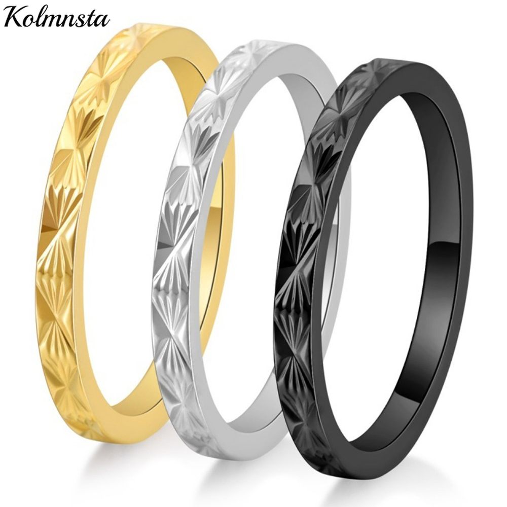 Minimalist Ring Stackable - Kolmnsta 2 มม.ไทเทเนียมเหล็ก STACKABLE งานแต่งงานแหวนผู้หญิง Minimalist