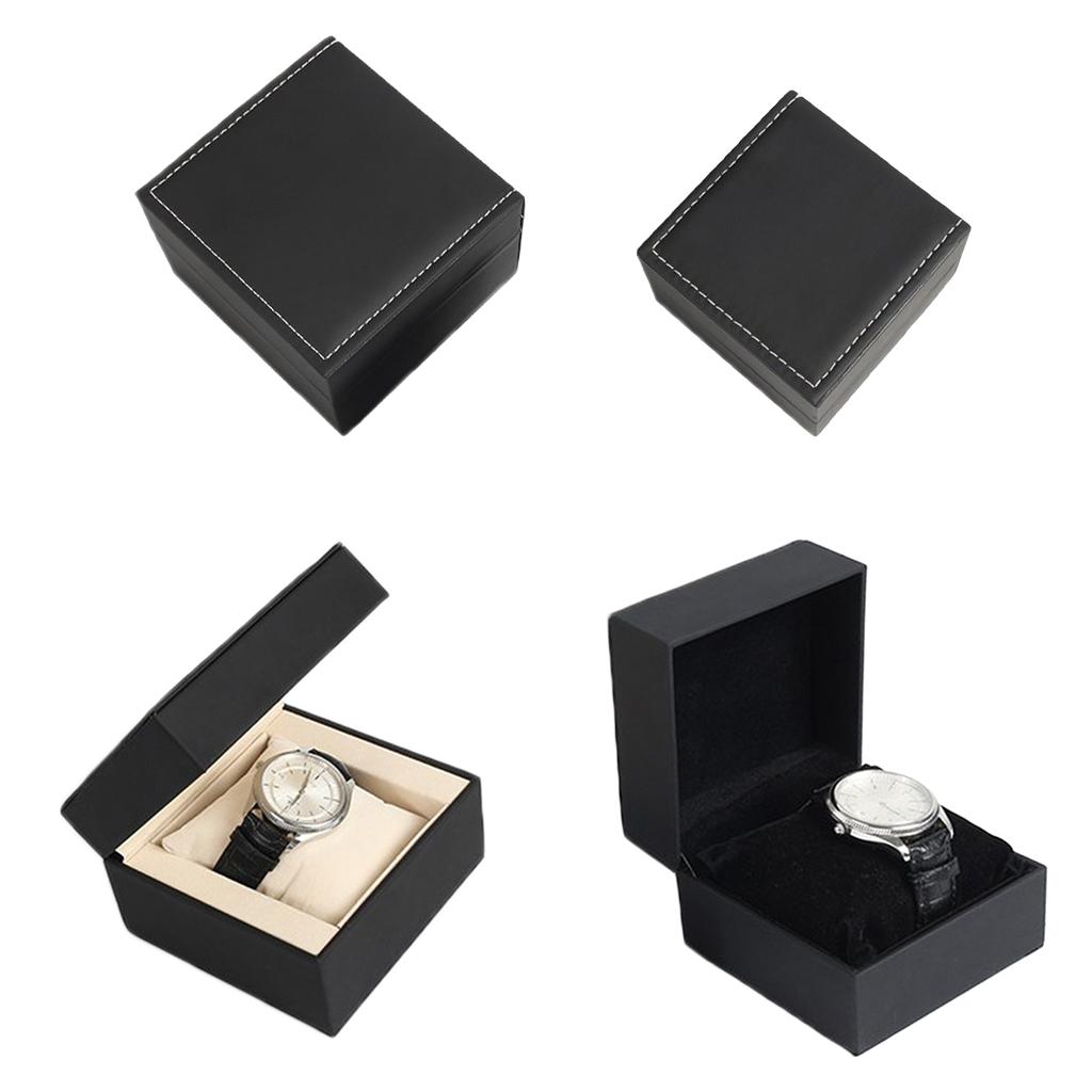 Jewelry Organizer Watches - กล่องใส่นาฬิกาหนัง PU สำหรับผู้ชาย พร้อมเบาะกำมะหยี่แบบถอดได้ สำหรับนาฬิกาและเครื่องประดับ ใช้โชว์หรือเป็นของขวัญสำหรับบ้านหรือร้านค้า