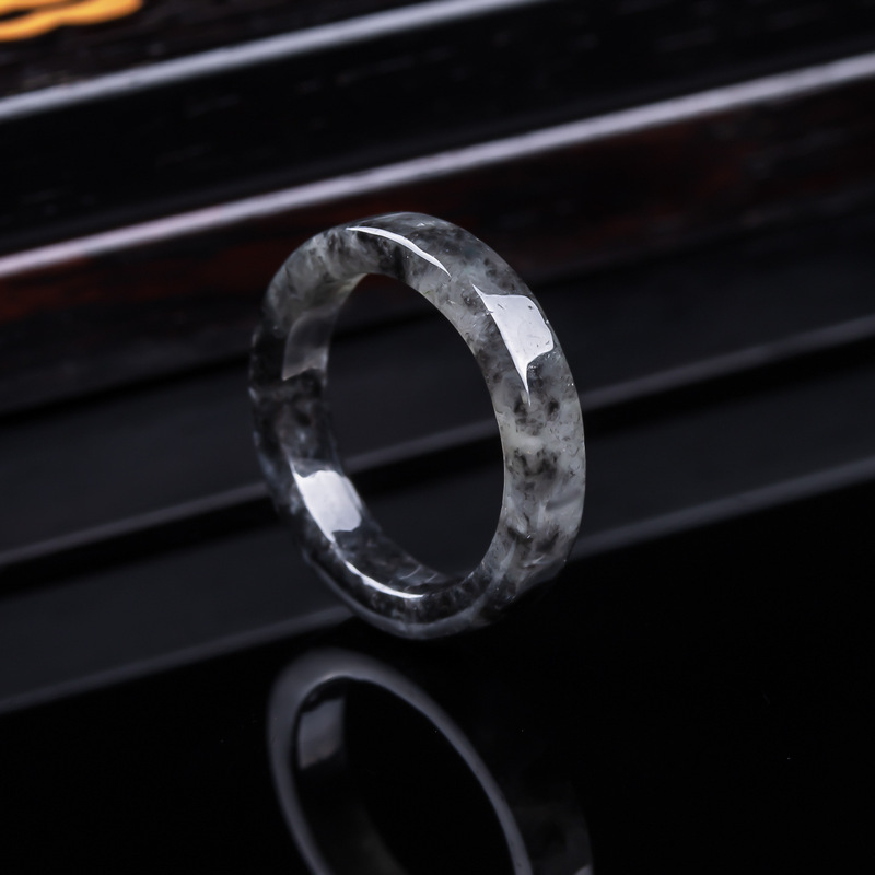 Jewelry & Watches Sp Z Oo Janów Lubelski - หยกพม่าเกรด A แท้, แหวนหยกดำชนิดน้ำแข็ง, เครื่องประดับสำหรับผู้ชายและผู้หญิง, ของขวัญหยกอเนกประสงค์