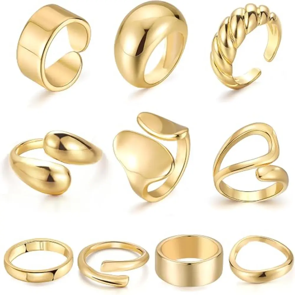 แหวนเปิดนิ้วแบบหนาชุบทอง 18K ส - Minimalist Ring Stackable บทวิจารณ์และราคา