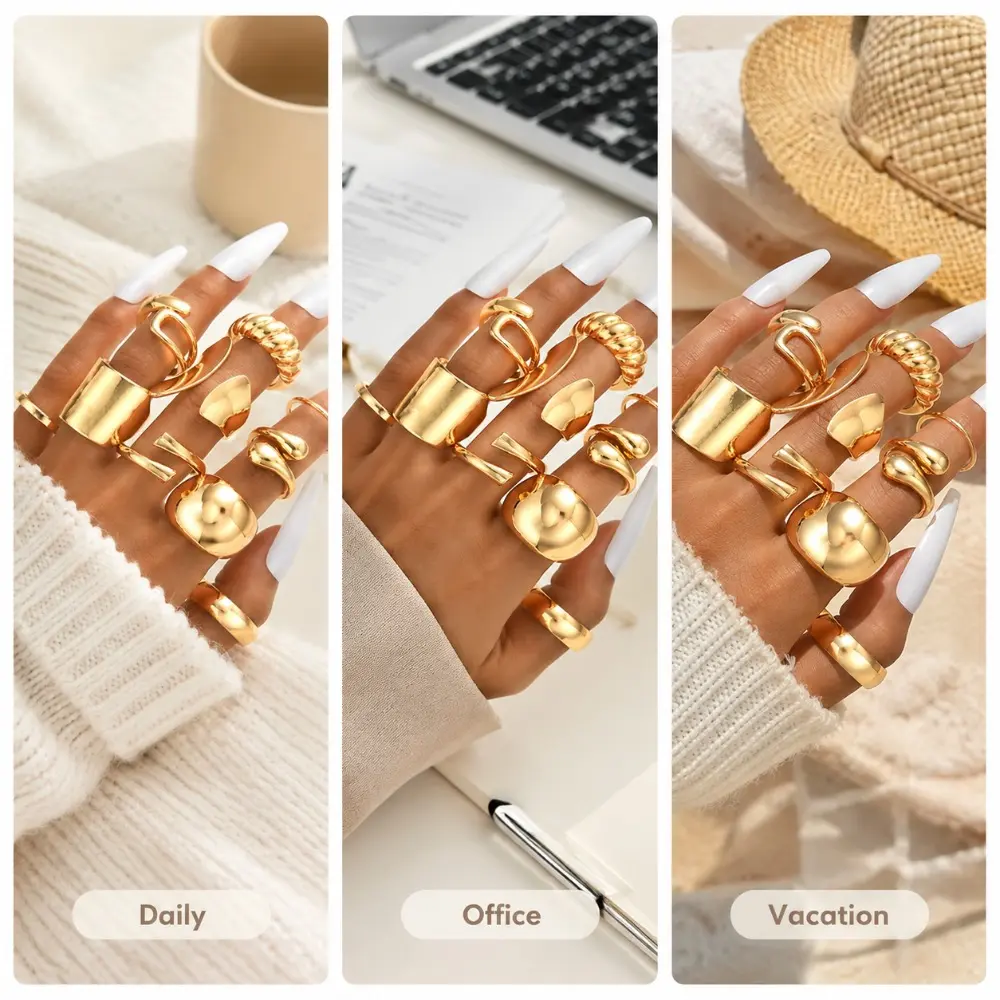 แหวนเปิดนิ้วแบบหนาชุบทอง 18K ส - Minimalist Ring Stackable บทวิจารณ์และราคา