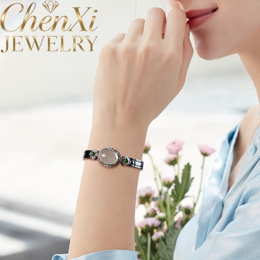 กำไลข้อมือหยกน้ำเงินเกรด A คุณ - Fine Jewelry Watches Women บทวิจารณ์และราคา