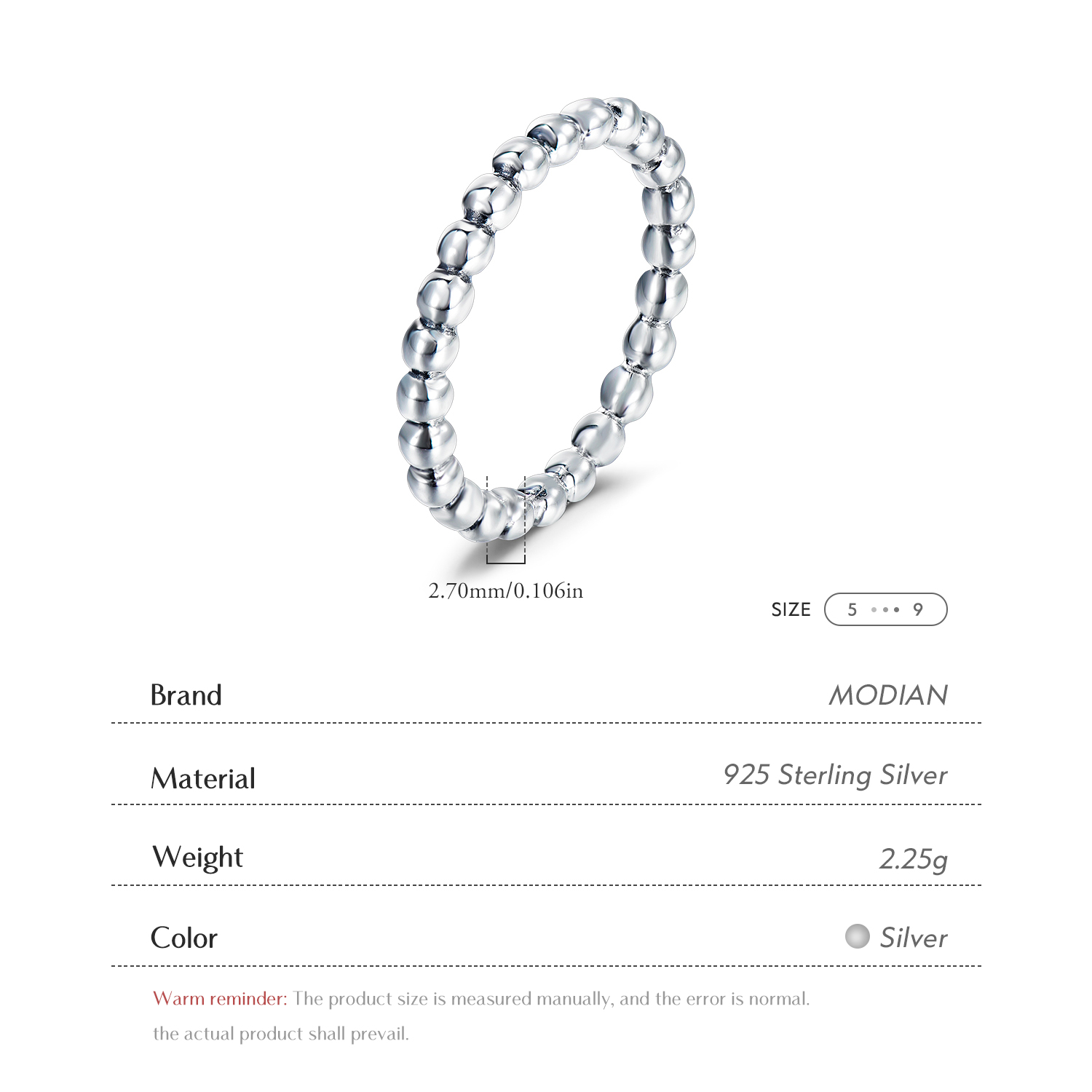 Modian Minimalist Simple Real  - Minimalist Ring Stackable บทวิจารณ์และราคา