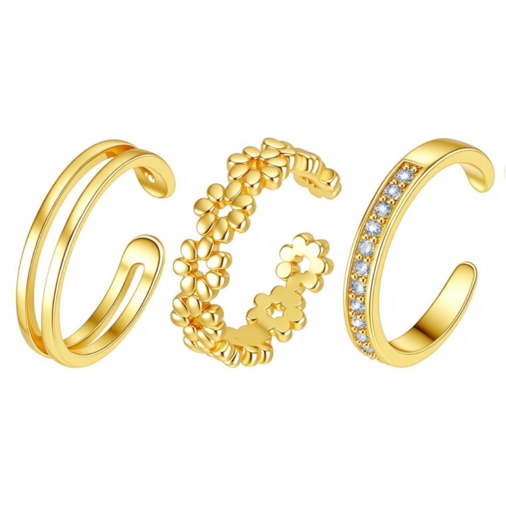 ชุดแหวนทองปรับขนาดได้ 3 วงสำหร - Minimalist Ring Stackable บทวิจารณ์และราคา