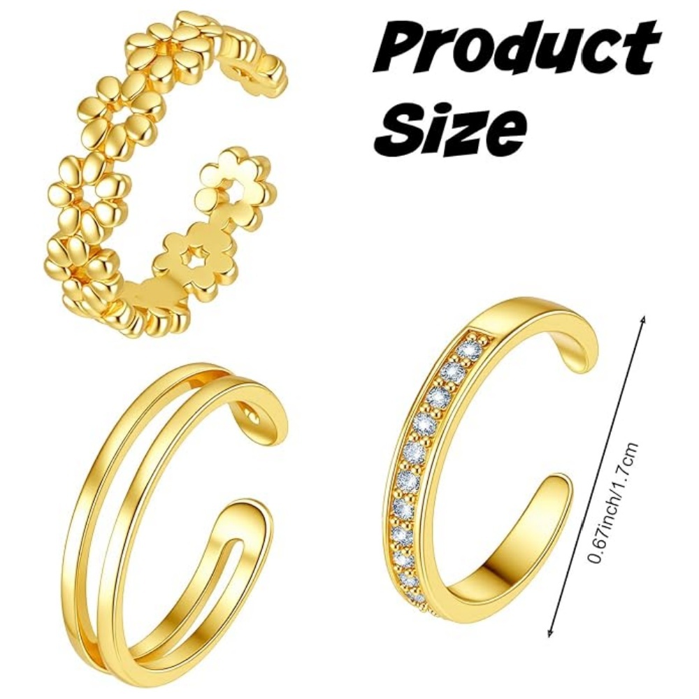 ชุดแหวนทองปรับขนาดได้ 3 วงสำหร - Minimalist Ring Stackable บทวิจารณ์และราคา