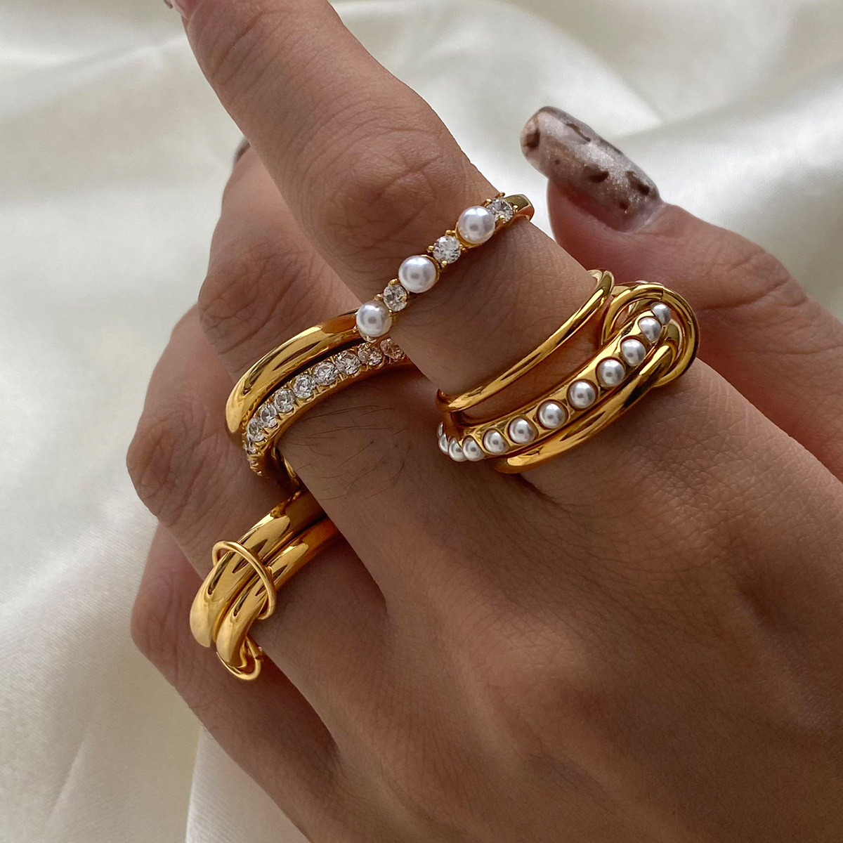 แหวนสแตนเลสสตีลแบบปรับได้ ดีไซ - Minimalist Ring Stackable บทวิจารณ์และราคา
