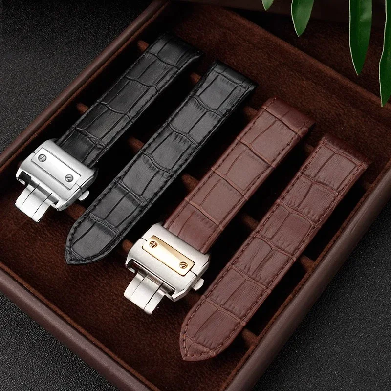 20 มม.23 มม.สายนาฬิกาหนังแท้สํ - Cartier Watch Santos บทวิจารณ์และราคา