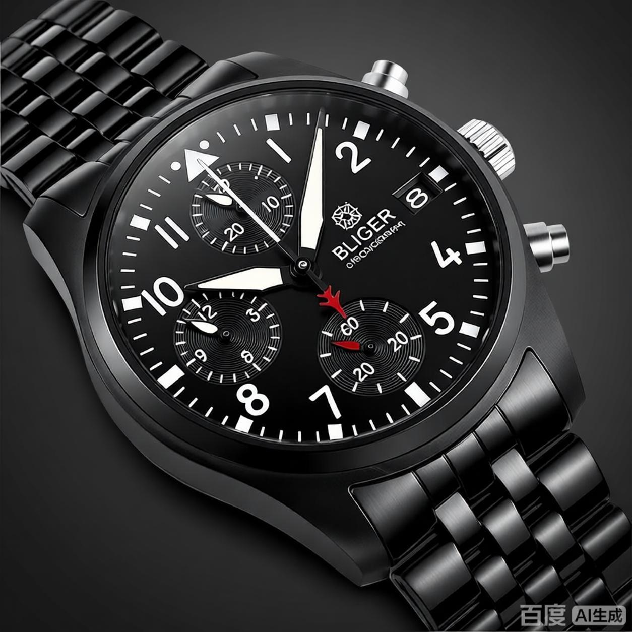 BLIGER ฟูลแบล็ค บรัช 38 มม. VK - Mens Mechanical Watch บทวิจารณ์และราคา