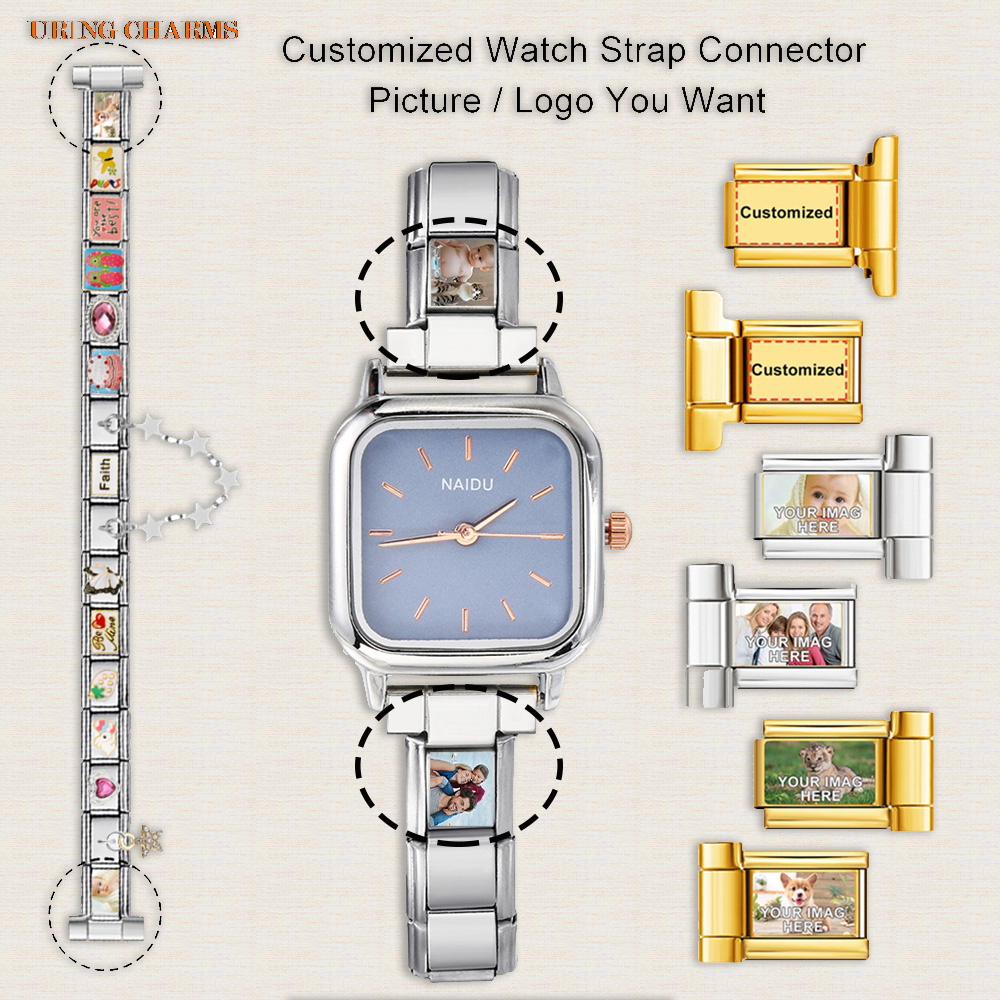 1 คู่ภาพโลโก้ที่กําหนดเองสายนา - Jewelry Watches Men บทวิจารณ์และราคา