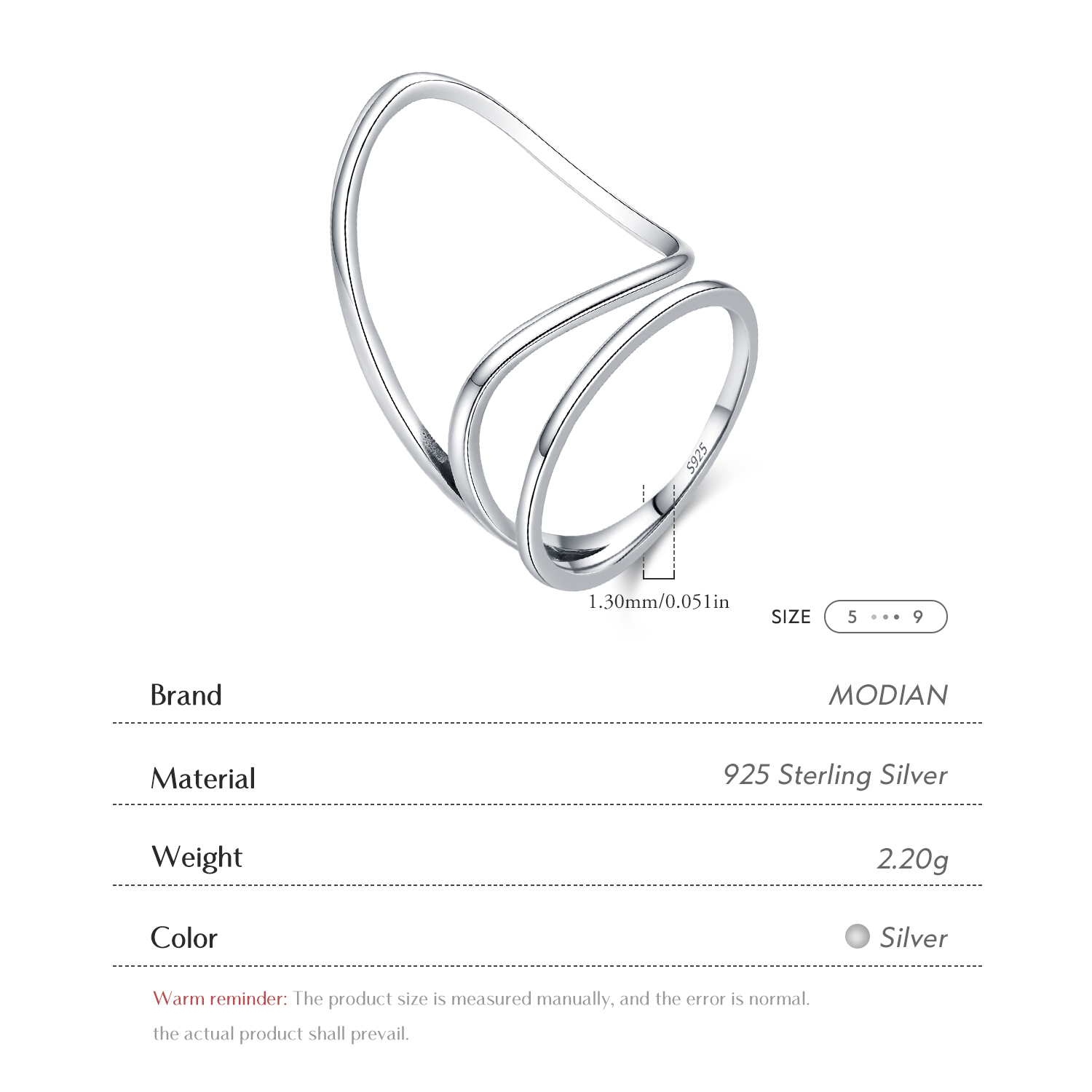 MODIAN แหวนเงินแท้ 925 สไตล์มิ - Minimalist Ring Stackable บทวิจารณ์และราคา